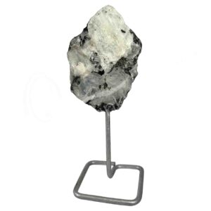 Rainbow Moonstone Specimen on Silver Stand