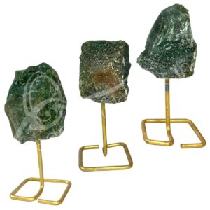 Dark Green Aventurine Specimens on Metal Stand