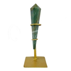 Green Quartz Double Terminated Point on Gold Stand