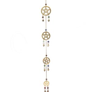 Brass Pentacle Hanging Bells on Chain