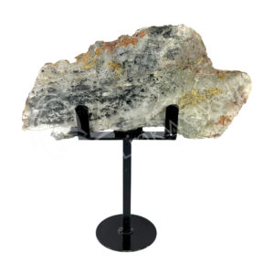 Clinochlore Quartz Slice on Metal Stand