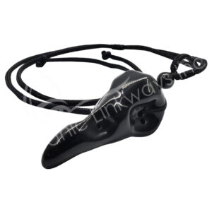 Black obsidian Raven Skull Adjustable Necklace