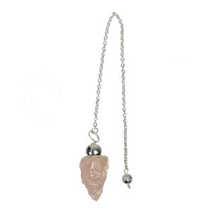 Natural Rose Quart Point Pendulum with Plain Chain