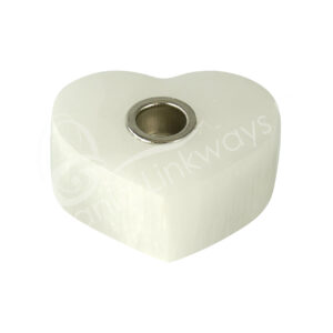 Mini Selenite Heart Candle Holder