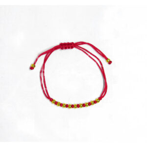 Red Cord with 9 Golden Beads Bracelet