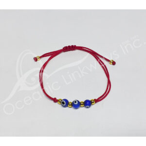 Red Cord with 3 Evil Eye Bracelet