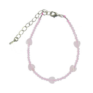 Rose Quartz Kids Size Bracelet with Heart