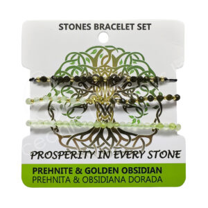 Prehnite & Golden Obsidian Adjustable Bracelet