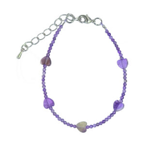 Amethyst with Heart Charm Bracelet