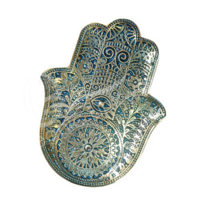 Antique Gold Metal Hand of Fatima Incense Holder