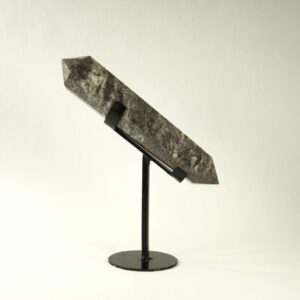 Pink Garnet in Astrophyllite Double Terminated point on Metal Stand