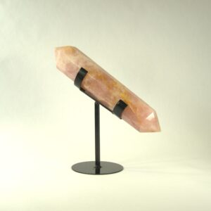 Rose Quartz Double Terminated point on Metal Stand