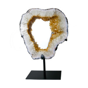 Citrine Druse Mirror on Metal Stand