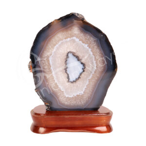 Agate Slice on Wood Base