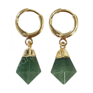 Polished Green Aventurine Point Earrings