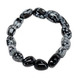 Snowflakes Obsidian Tumbled Stones Bracelet