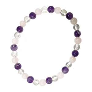 Crystal Quartz, Rose Quartz and Amethyst Bracelet