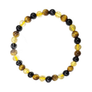 Citrine, Tiger Eye and Black Tourmaline Bracelet