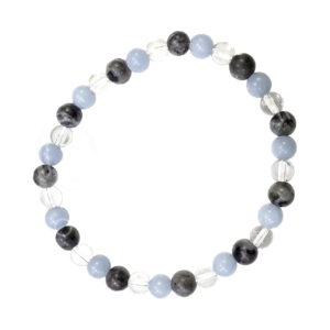 Crystal Quartz, Angelite, Larvikite Bracelet