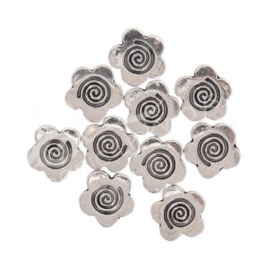 Metal Lotus FLower with Engraved Spiral Beads