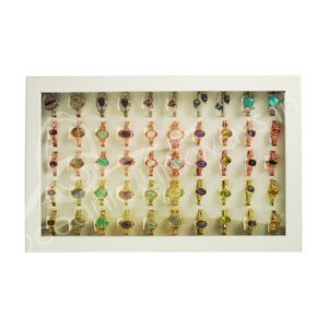 Mixed Stones Brass Silver Plated Ring (Tray of 100)