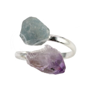 Amethyst & Aquamarine Adjustable Ring