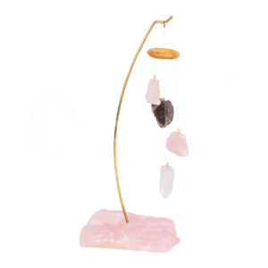 Table Chime with Rose Quartz Base & Amethyst Hearts