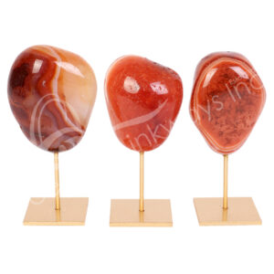 Red Agate Free Shape on Gold Stand