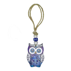 Wood Evil Eye Owl Hanging