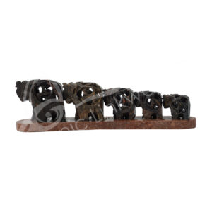 Five Soapstone Elephants Row Carving