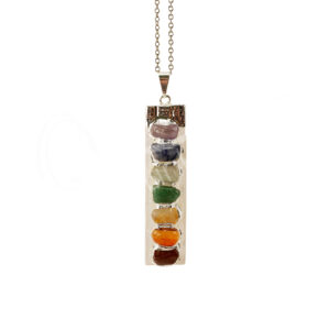 Selenite with Chakra Stones Pendant 2.25-2.5"