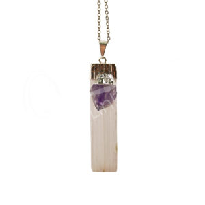 Selenite with Amethyst Point Pendant