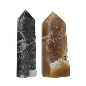 Brazilian Agate Obelisk with Druse