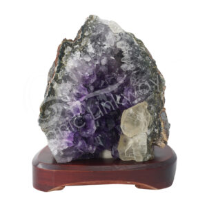 Amethyst Druse Lamp on Wood Base No Cord