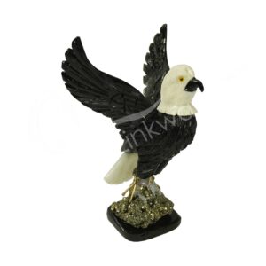 Polished Black Onyx Bird Carving on Pyrite Base