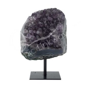 Amethyst Uruguayan B Polished Geode on Metal Stand