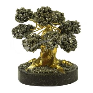 Pyrite Chips Gem Tree with Pyrite Chips on Black Onyx Base.