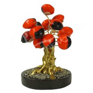 Huayruro Chips Gem Tree with Pyrite Chips on Black Onyx Base.