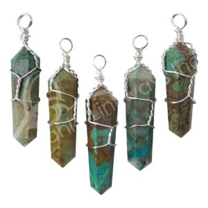 Chrysocolla Wire Wrap Pendant (Pack of 5)