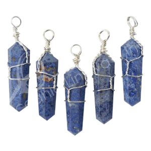 Dumortierite Wire Wrap Pendant (Pack of 5)