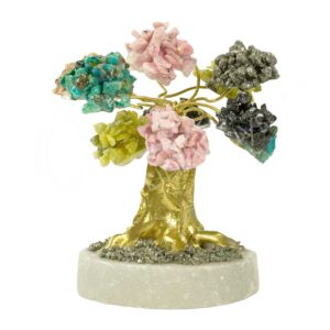 Mixed Stones Gem Tree with White Onyx Base