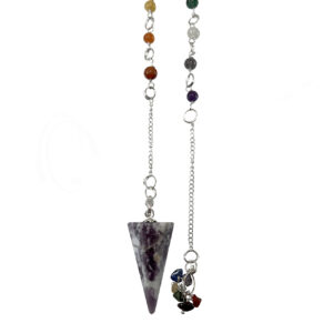 Lepidolite Hexagonal Pendulum with Chakra Chain