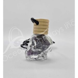 Amethyst Chips in a Skull Bottle Necklace