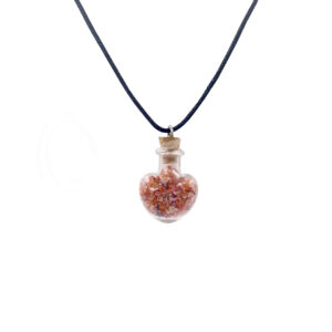 Carnelian Chips in Heart Necklace