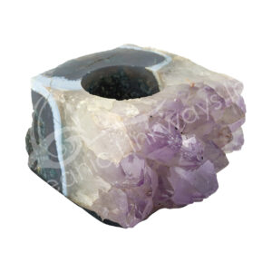 Amethyst B Druse in front Tealight Holder